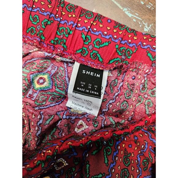 Shein Boho Red Maxi Skirt Size 6 Double Side Slit - Picture 4 of 7